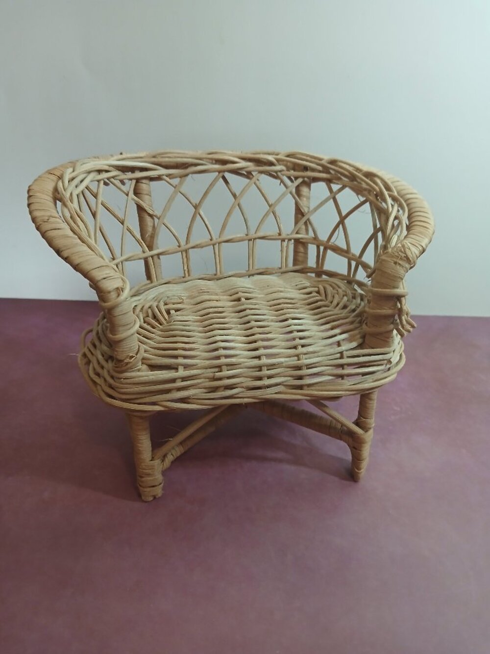 Vintage Wicker Fashion Doll Sized Love Seat-Hong Kong